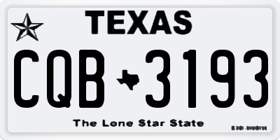 TX license plate CQB3193