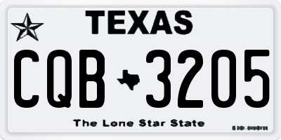TX license plate CQB3205
