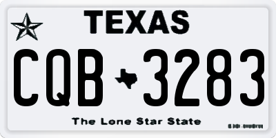 TX license plate CQB3283