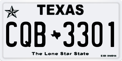 TX license plate CQB3301
