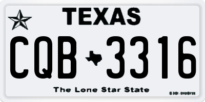 TX license plate CQB3316
