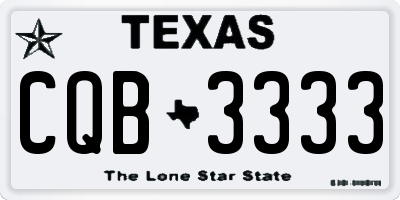 TX license plate CQB3333
