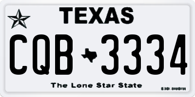 TX license plate CQB3334