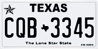 TX license plate CQB3345