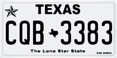 TX license plate CQB3383