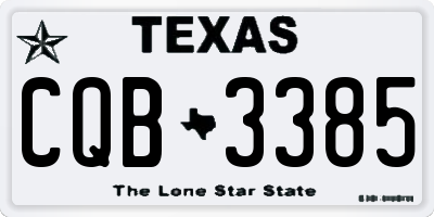 TX license plate CQB3385