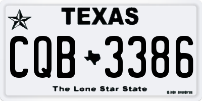 TX license plate CQB3386