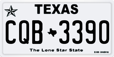 TX license plate CQB3390