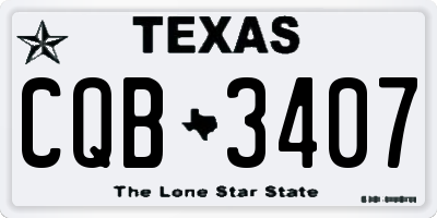 TX license plate CQB3407