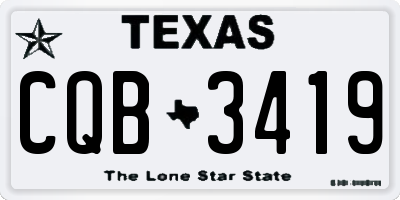 TX license plate CQB3419