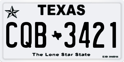 TX license plate CQB3421