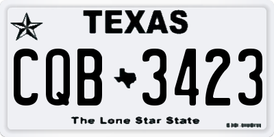 TX license plate CQB3423