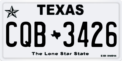 TX license plate CQB3426