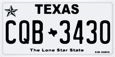 TX license plate CQB3430