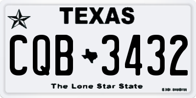 TX license plate CQB3432