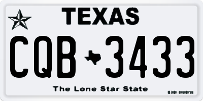 TX license plate CQB3433