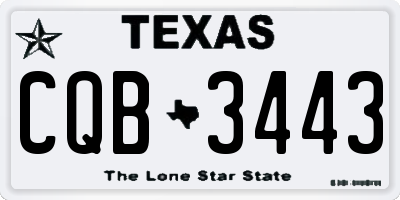 TX license plate CQB3443