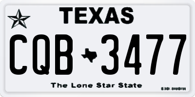 TX license plate CQB3477