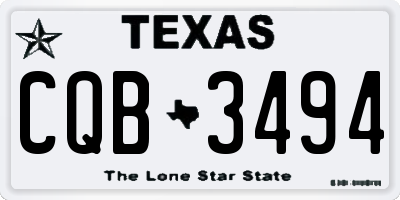 TX license plate CQB3494