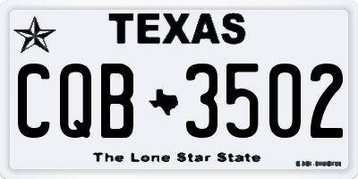 TX license plate CQB3502