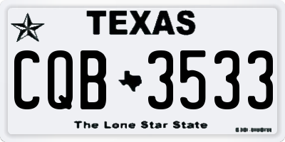 TX license plate CQB3533