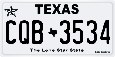 TX license plate CQB3534