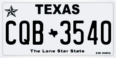 TX license plate CQB3540