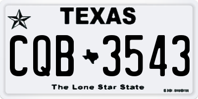 TX license plate CQB3543