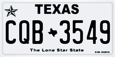 TX license plate CQB3549