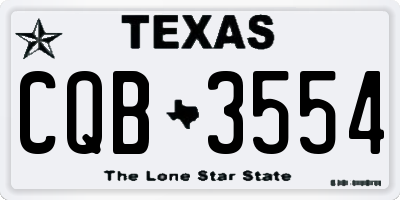 TX license plate CQB3554