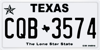 TX license plate CQB3574