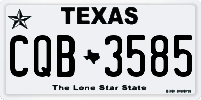 TX license plate CQB3585