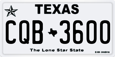 TX license plate CQB3600