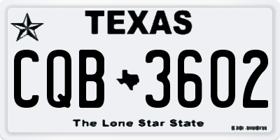 TX license plate CQB3602