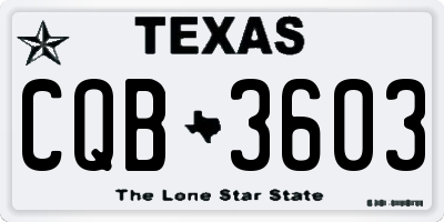 TX license plate CQB3603