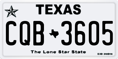 TX license plate CQB3605
