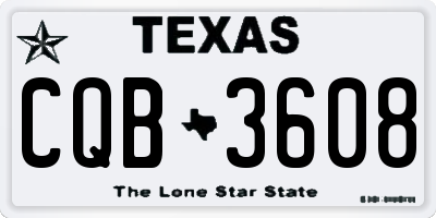 TX license plate CQB3608