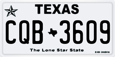 TX license plate CQB3609