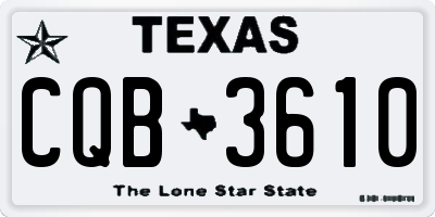 TX license plate CQB3610