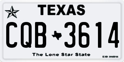 TX license plate CQB3614