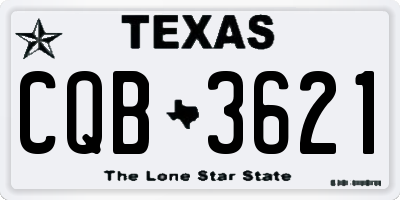 TX license plate CQB3621