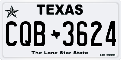 TX license plate CQB3624