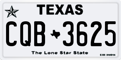 TX license plate CQB3625