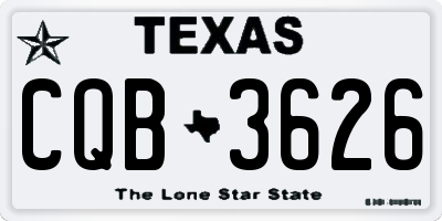 TX license plate CQB3626