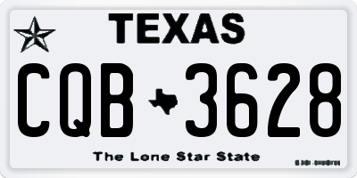 TX license plate CQB3628