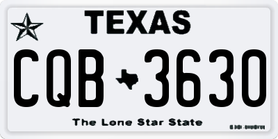 TX license plate CQB3630