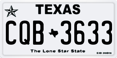 TX license plate CQB3633