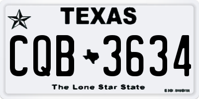 TX license plate CQB3634
