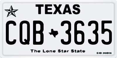 TX license plate CQB3635