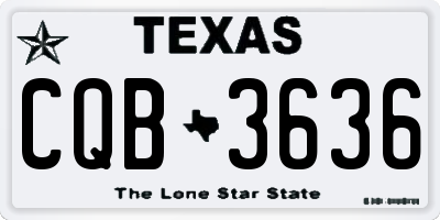 TX license plate CQB3636